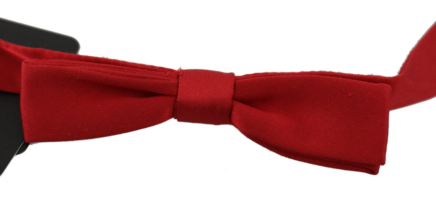 Dolce & Gabbana Red 100% Silk Slim Adjustable Neck Bow Tie
