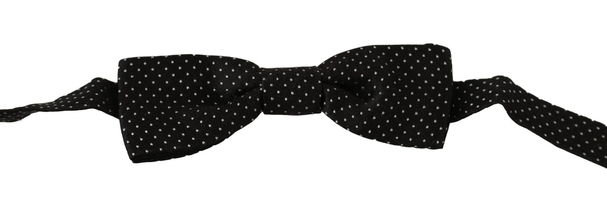 Dolce & Gabbana Black Polka Dot Silk Adjustable Neck Papillon Men's Bow Tie
