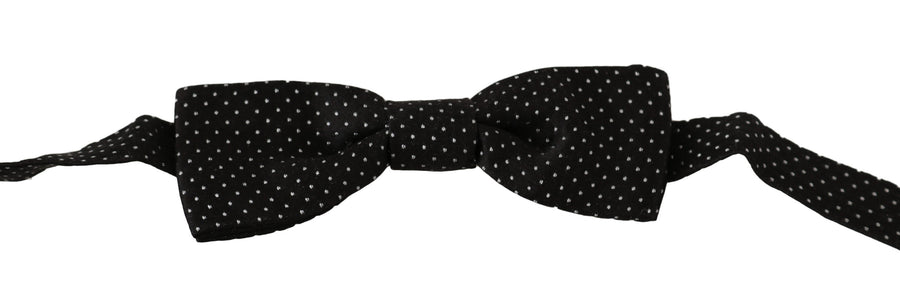 Dolce & Gabbana Black Polka Dot Silk Adjustable Neck Papillon Men's Bow Tie