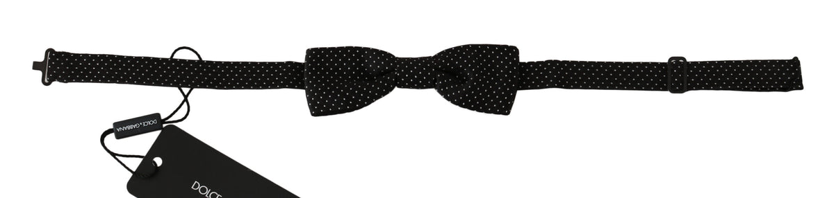 Dolce & Gabbana Black Polka Dot Silk Adjustable Neck Papillon Men's Bow Tie