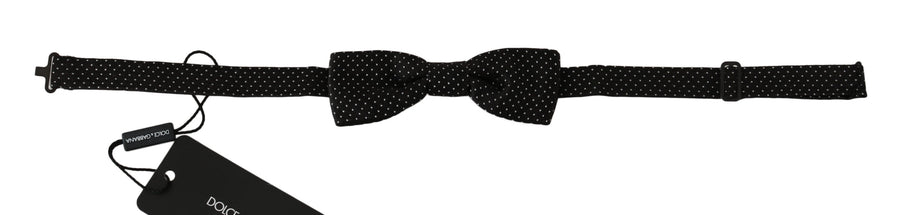 Dolce & Gabbana Black Polka Dot Silk Adjustable Neck Papillon Men's Bow Tie