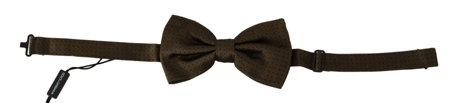 Dolce & Gabbana Brown Polka Dot Silk Adjustable Neck Papillon Men's Bow Tie