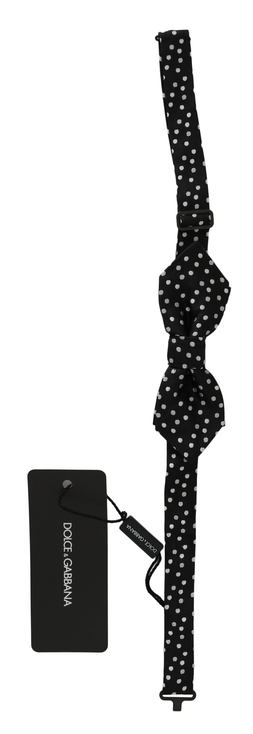 Dolce & Gabbana Black Polka Dot Silk Adjustable Neck Papillon Men's Bow Tie