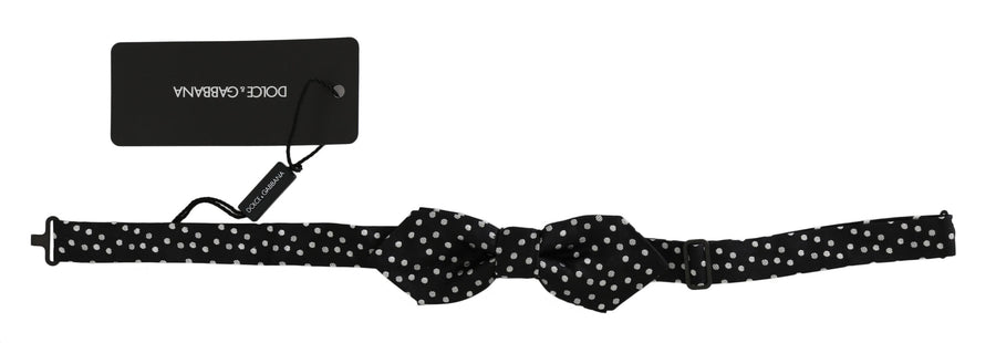 Dolce & Gabbana Black Polka Dot Silk Adjustable Neck Papillon Men's Bow Tie