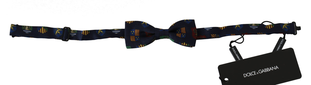 Dolce & Gabbana Blue Flags 100% Silk Adjustable Neck Papillon Men's Bow Tie