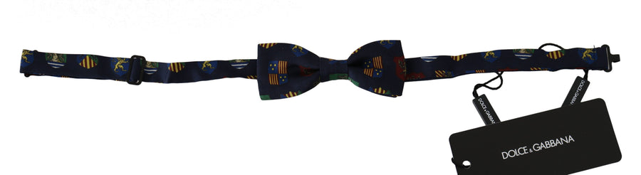 Dolce & Gabbana Blue Flags 100% Silk Adjustable Neck Papillon Men's Bow Tie