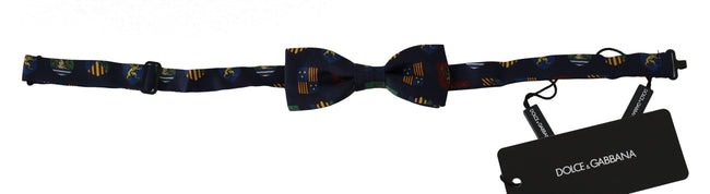 Dolce & Gabbana Blaue Flaggen 100% Seide Einstellbare Hals Papillon Männer Fliege