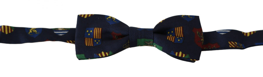Dolce & Gabbana Blue Flags 100% Silk Adjustable Neck Papillon Men's Bow Tie