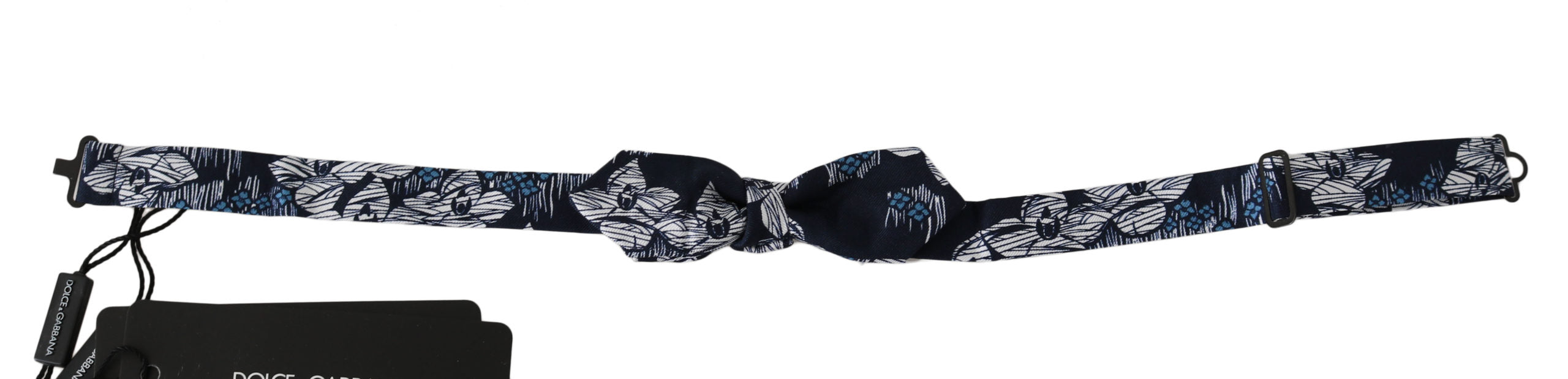 Dolce & Gabbana Marineblaue florale schlanke verstellbare Herrenfliege
