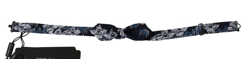 Dolce & Gabbana Marineblaue florale schlanke verstellbare Herrenfliege