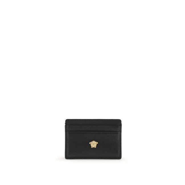 Versace Schwarzes Kalbsleder Bos Taurus Portemonnaie