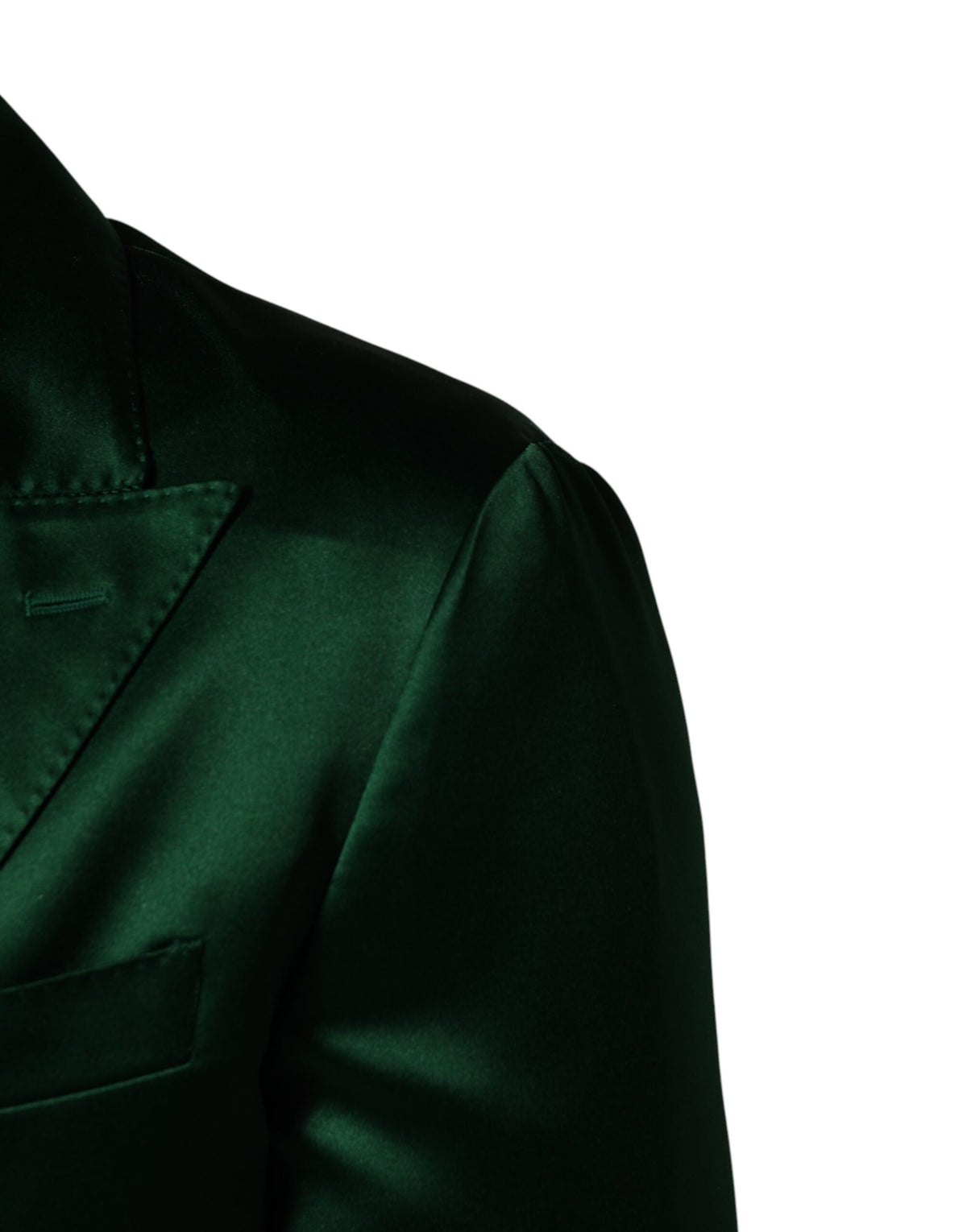 Dolce & Gabbana Green Satin Double-Breasted Blazer