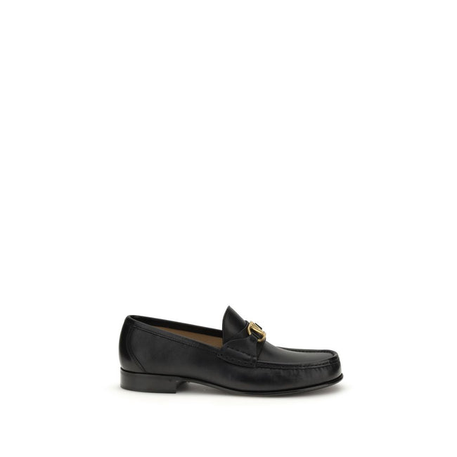 Valentino Garavani Schwarze „Bos Taurus“ Kalbsleder-Loafer zum Hineinschlüpfen