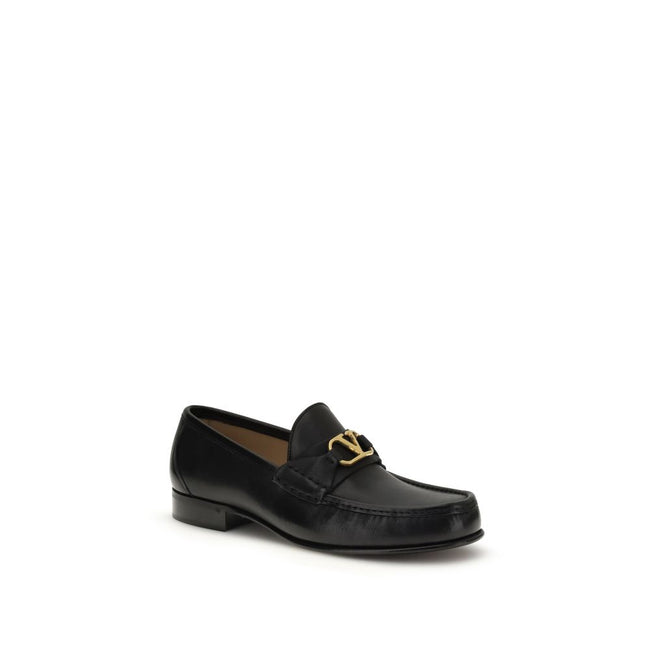 Valentino Garavani Schwarze „Bos Taurus“ Kalbsleder-Loafer zum Hineinschlüpfen
