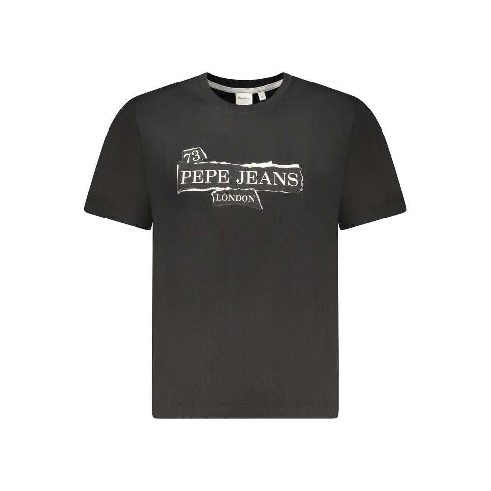 Pepe Jeans schwarzes Herren Baumwoll-T-Shirt mit Logo und Rundhalsausschnitt