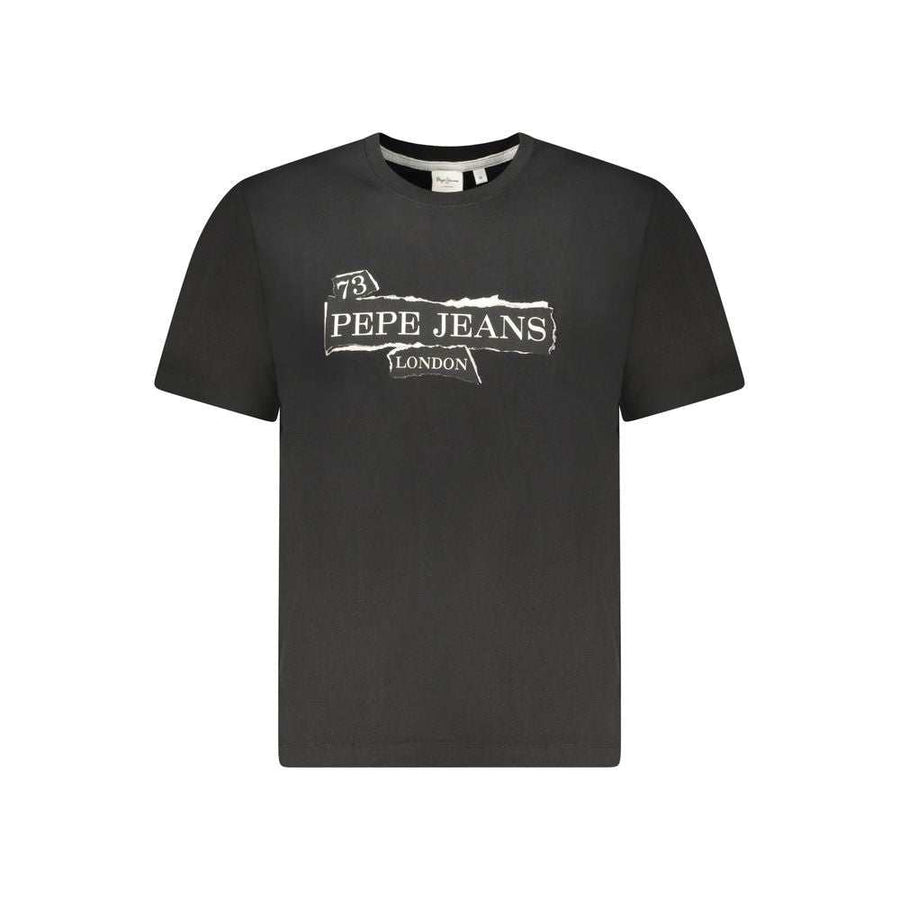 Pepe Jeans schwarzes Herren Baumwoll-T-Shirt mit Logo und Rundhalsausschnitt
