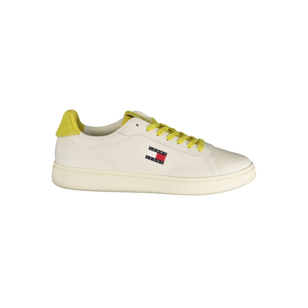 Tommy Hilfiger White Polyurethane Men's Sneakers