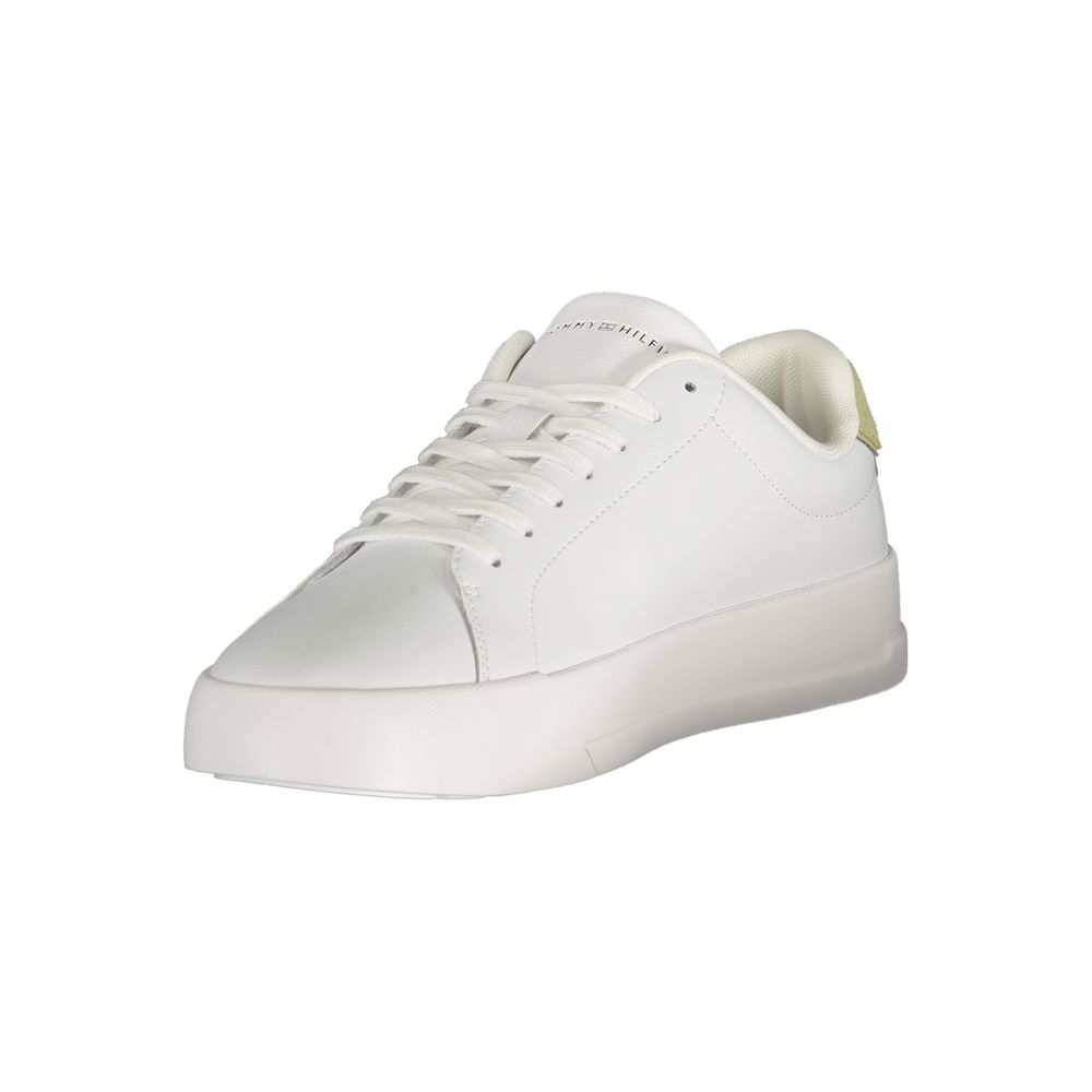 Tommy Hilfiger Bianco Herren Sneaker mit grünen Akzenten und herausnehmbarem Fußbett