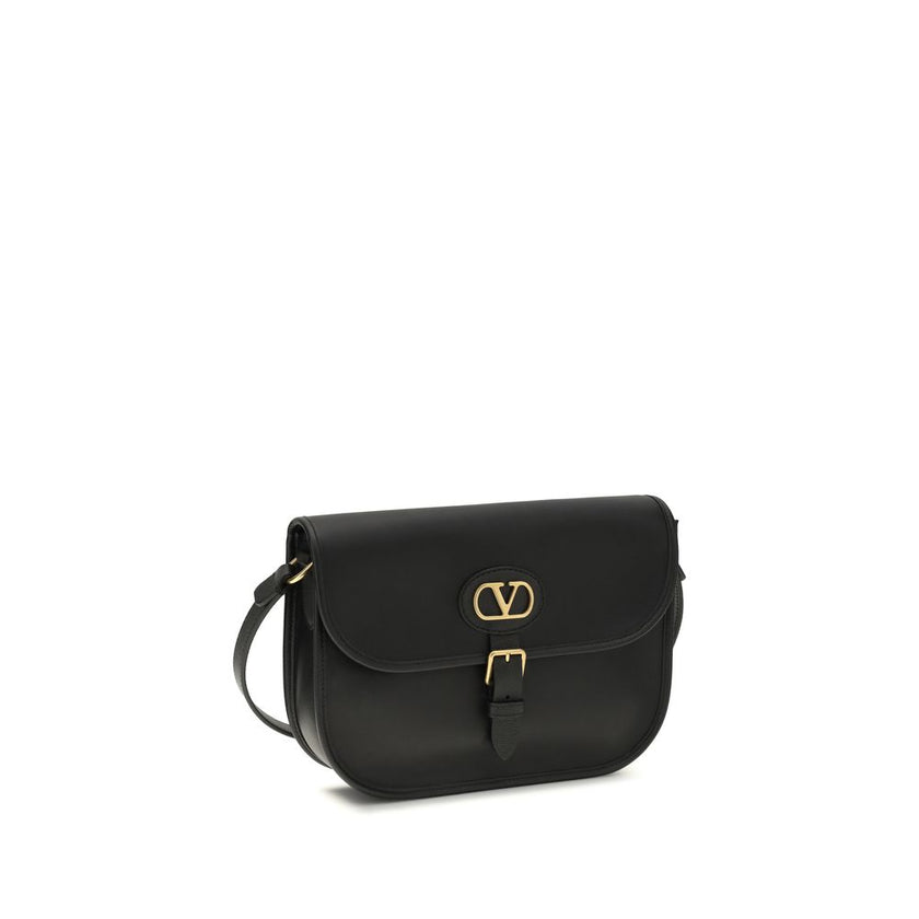 Valentino Garavani Schwarze Bos Taurus Kalbsleder Schultertasche