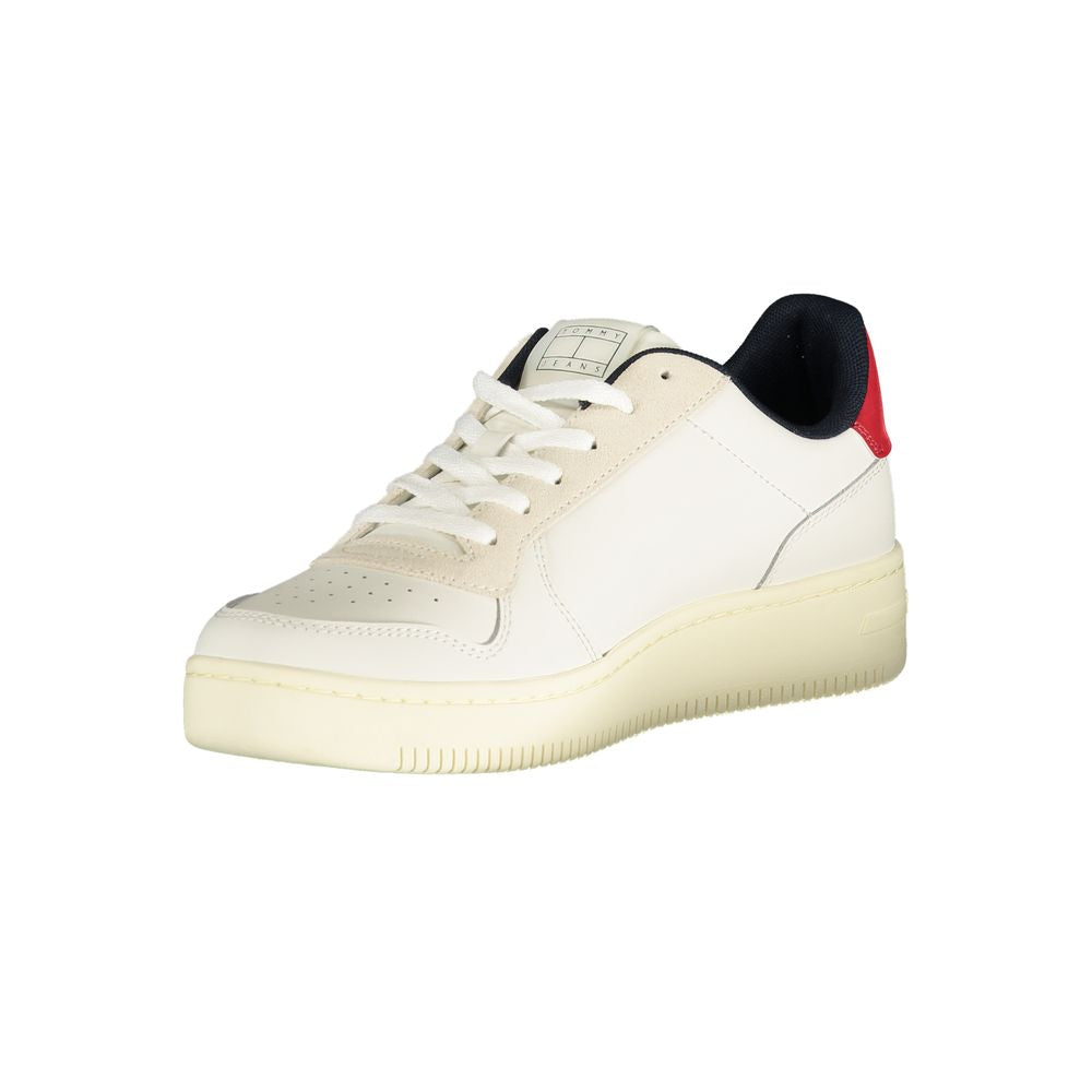 Tommy Hilfiger White Polyurethane Men's Sneakers