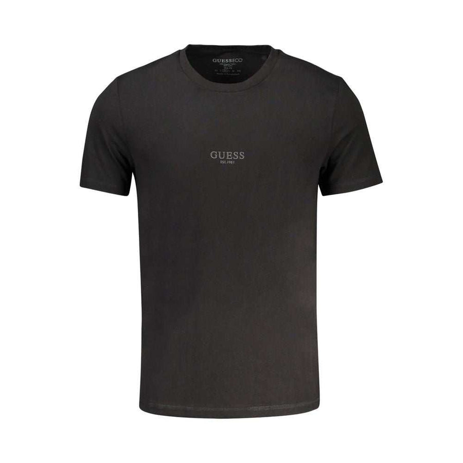 Guess Jeans Nero schwarzes Herren Baumwoll-T-Shirt mit GUESS Logo und schmaler Passform