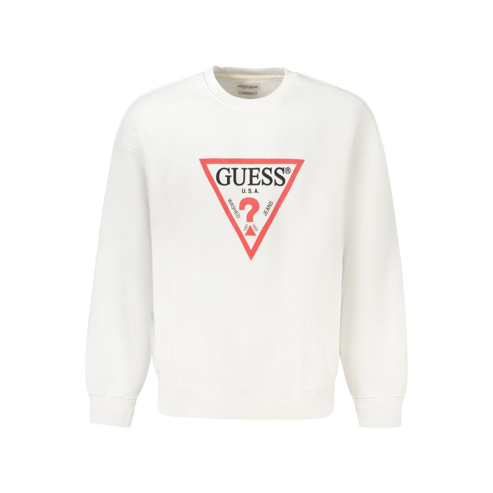 Guess Jeans Men's White Cotton Pullover