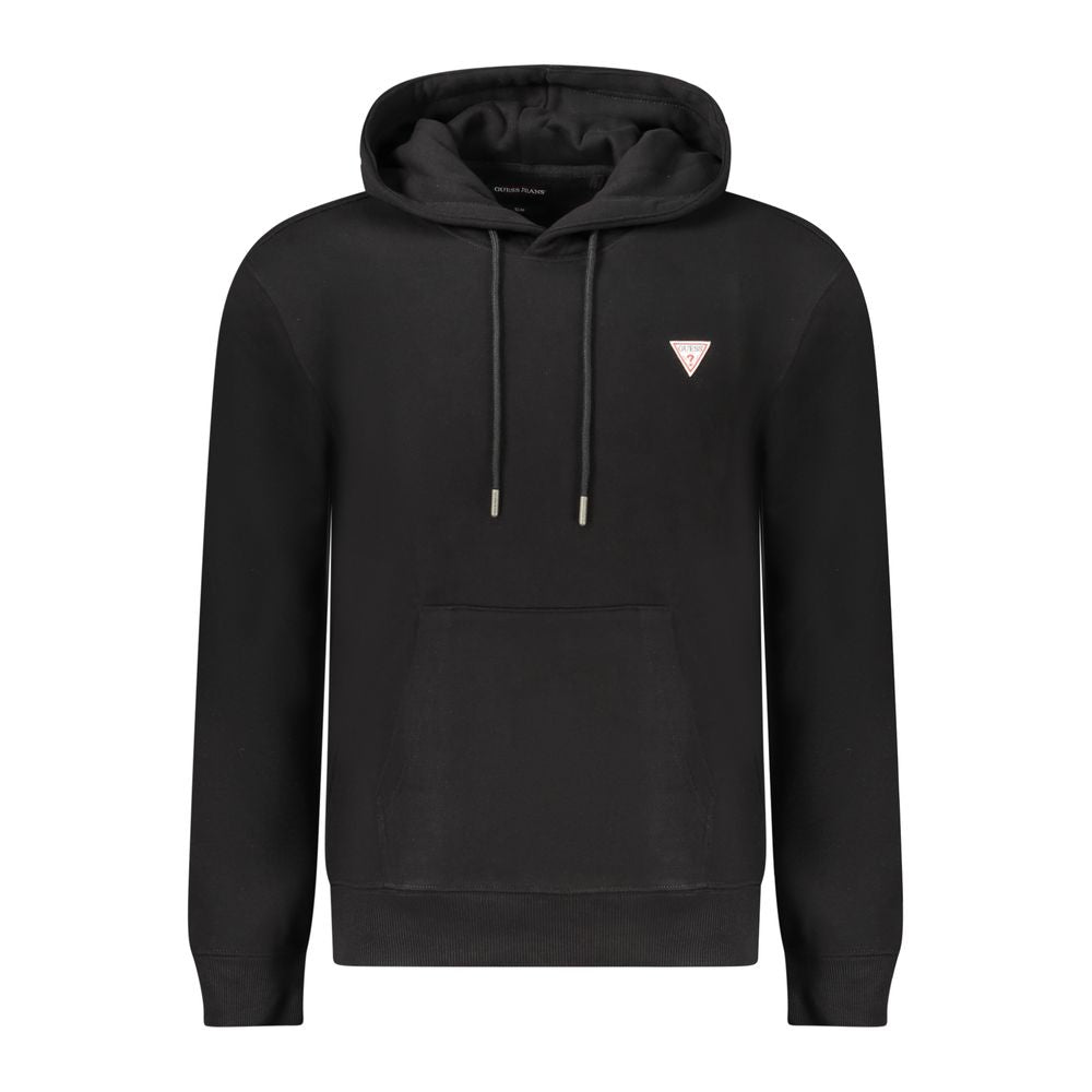 Guess Jeans Schwarzer Baumwoll-Herren-Sweatshirt mit Kapuze, Slim Fit