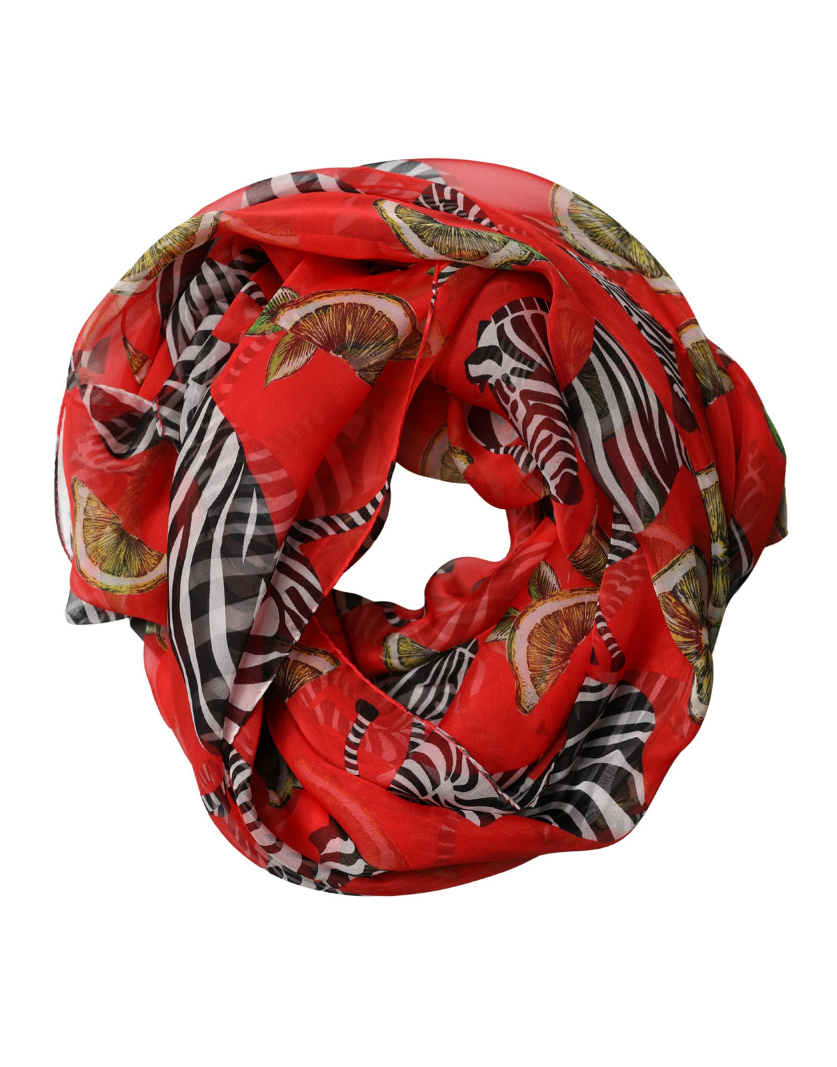 Dolce & Gabbana Red Silk Zebra Print Scarf, Wrap Look, 200cm x 132cm