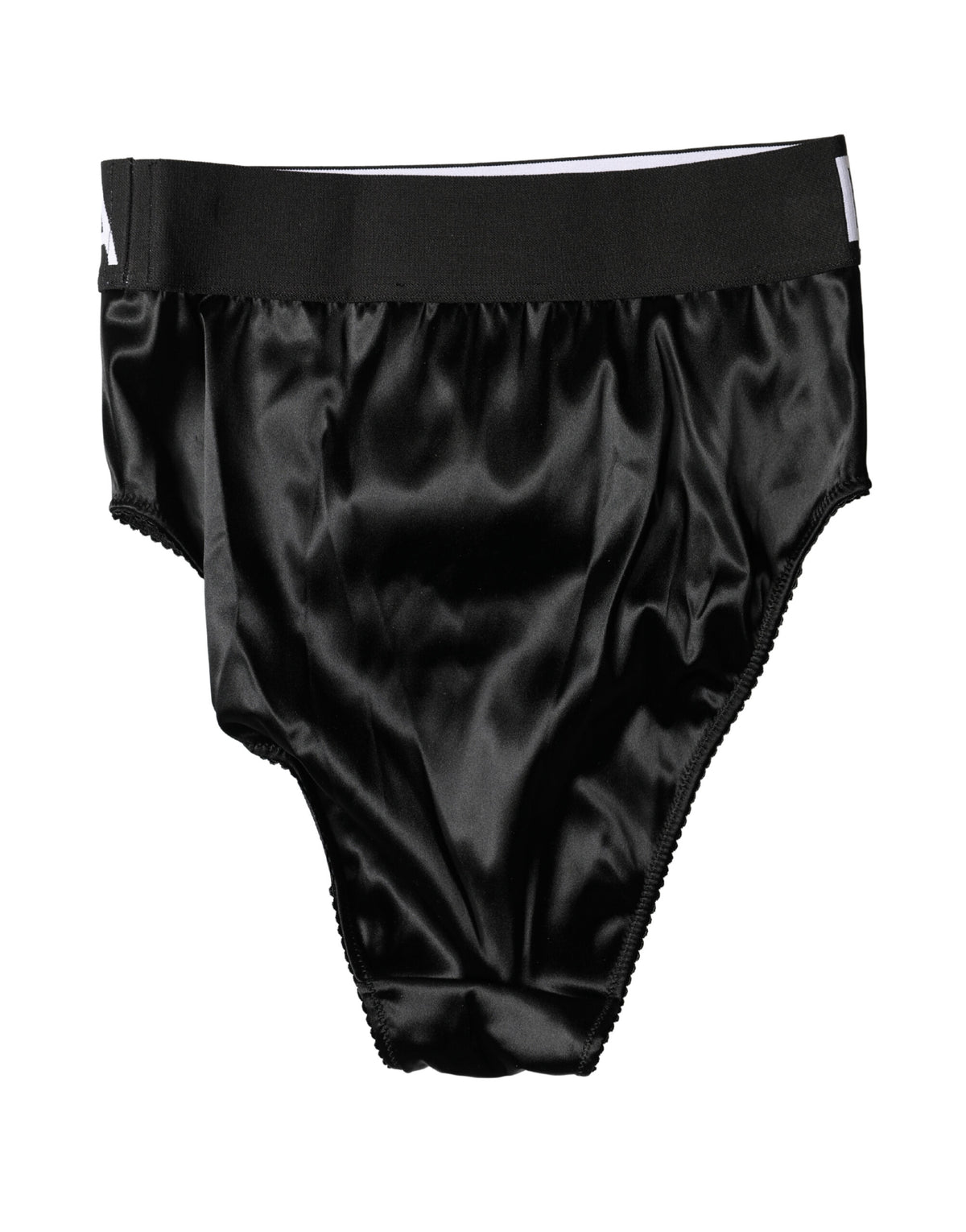 Dolce & Gabbana Women's High-Waist Logo Satin Briefs in Black
