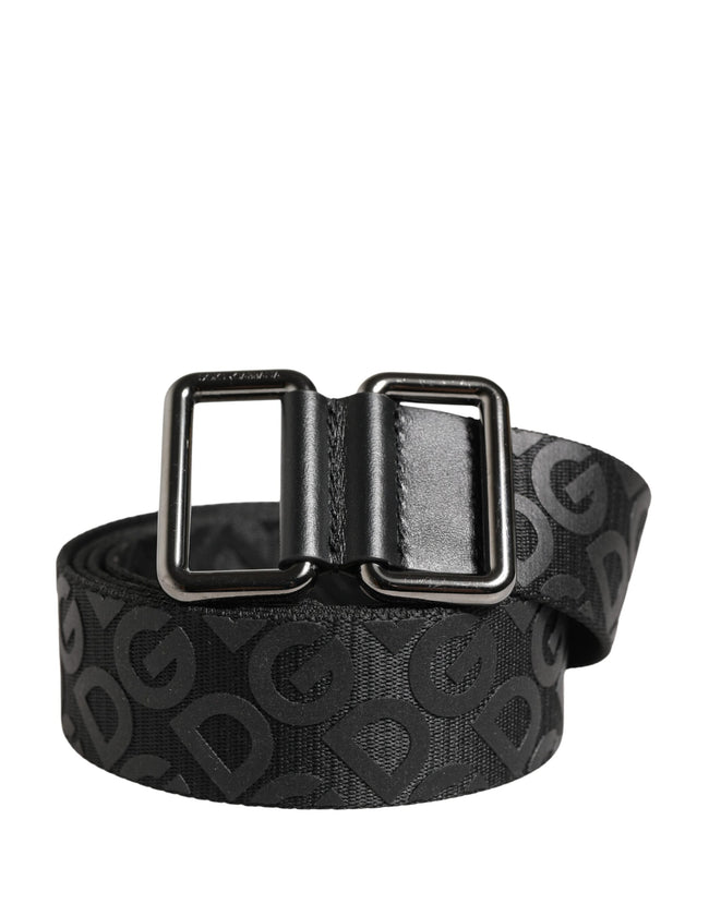Dolce & Gabbana Schwarzer Gürtel mit Logo-Monogramm und silberfarbener Metallschnalle