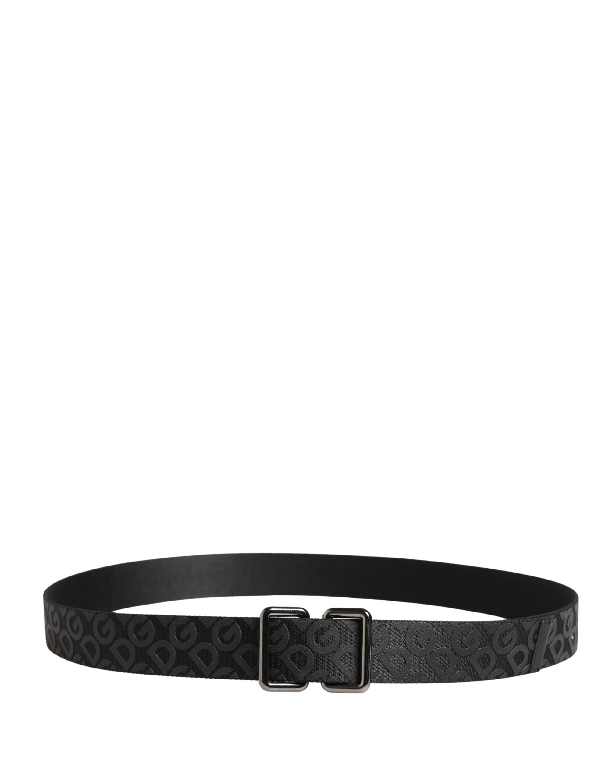 Dolce & Gabbana Schwarzer Gürtel mit Logo-Monogramm und silberfarbener Metallschnalle