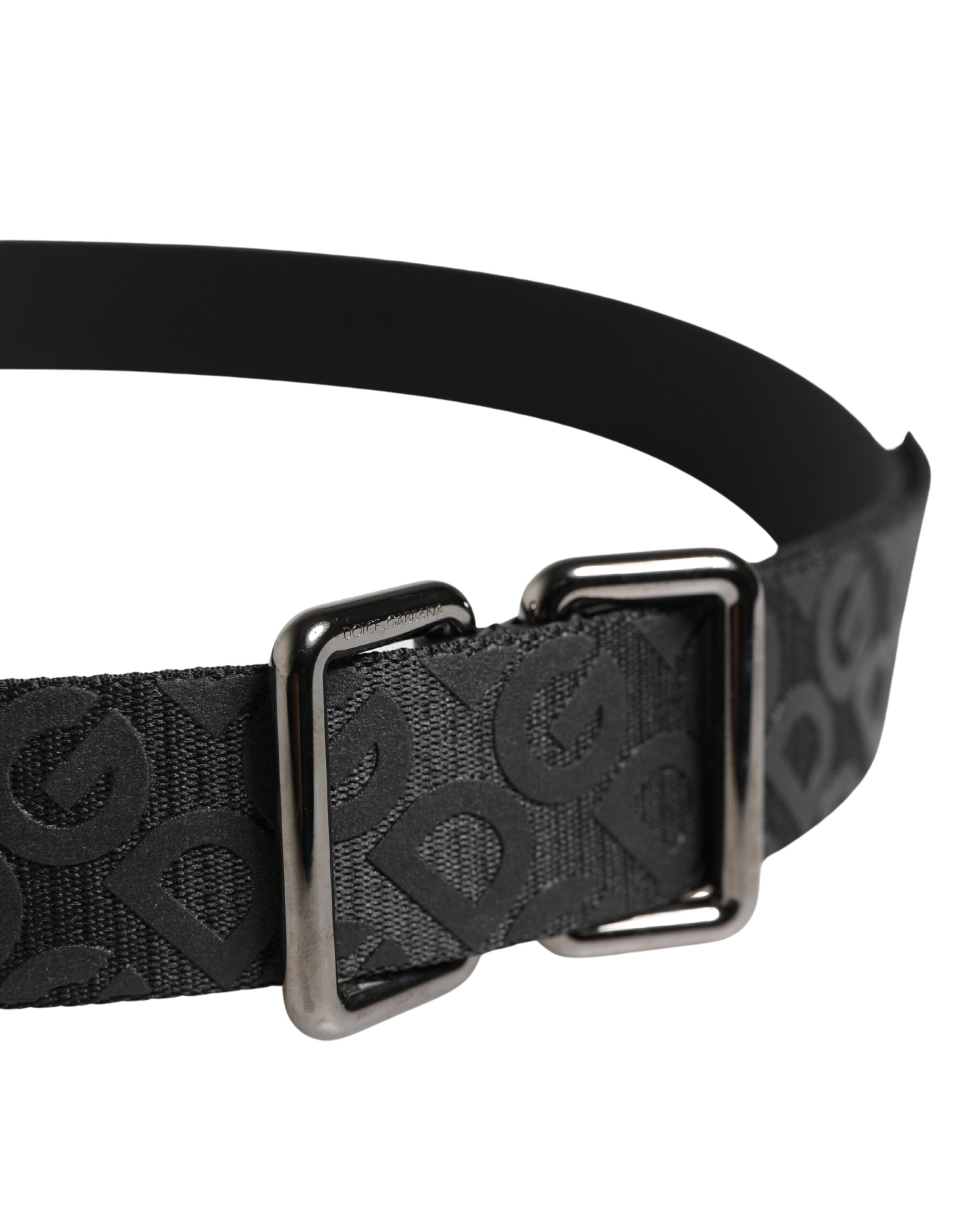 Dolce & Gabbana Schwarzer Gürtel mit Logo-Monogramm und silberfarbener Metallschnalle