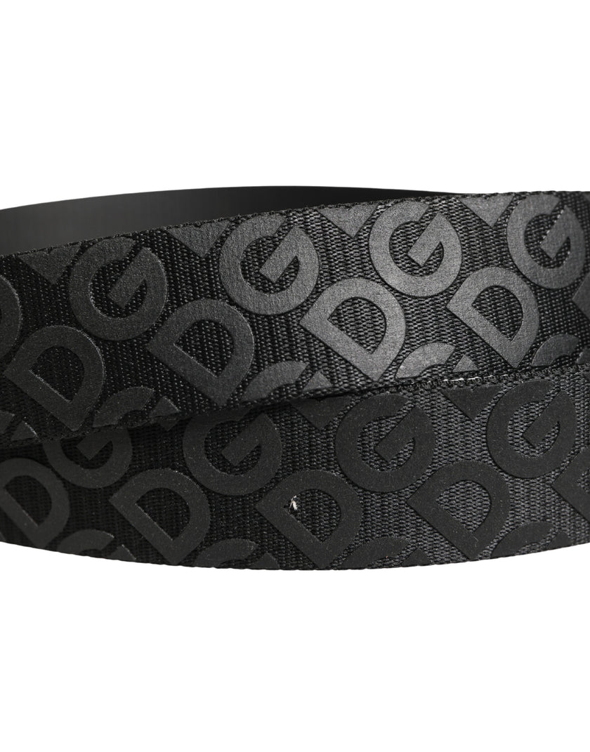 Dolce & Gabbana Schwarzer Gürtel mit Logo-Monogramm und silberfarbener Metallschnalle