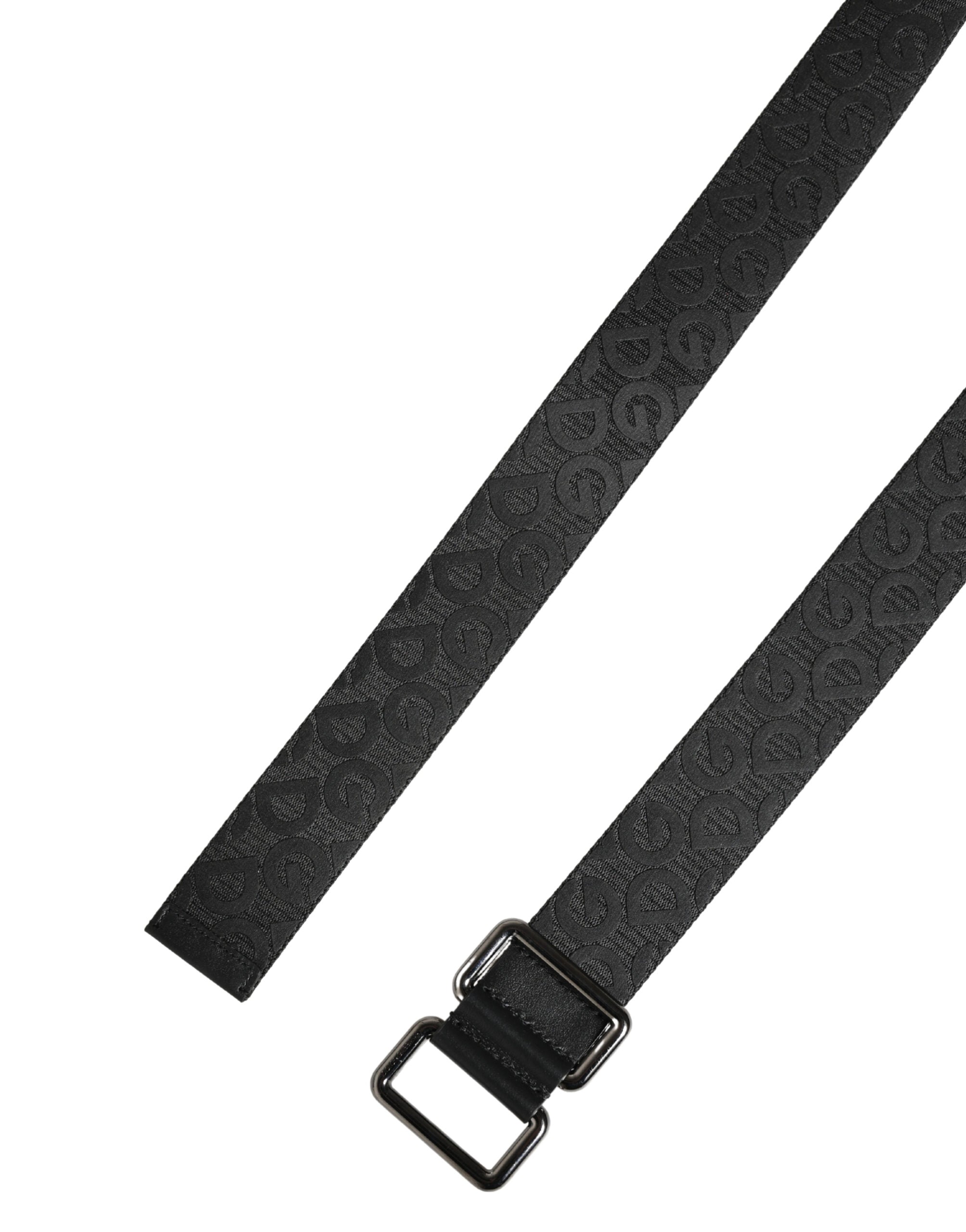 Dolce & Gabbana Schwarzer Gürtel mit Logo-Monogramm und silberfarbener Metallschnalle