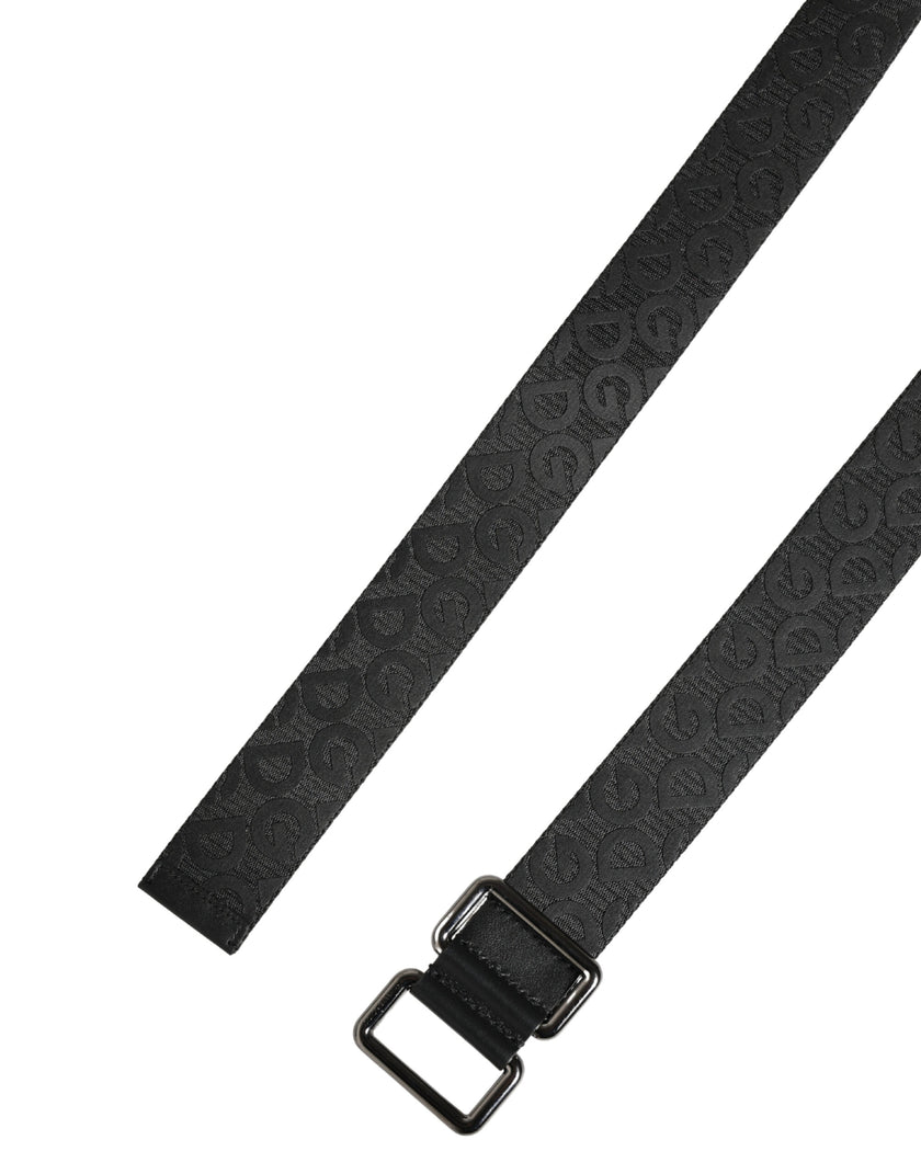Dolce & Gabbana Schwarzer Gürtel mit Logo-Monogramm und silberfarbener Metallschnalle