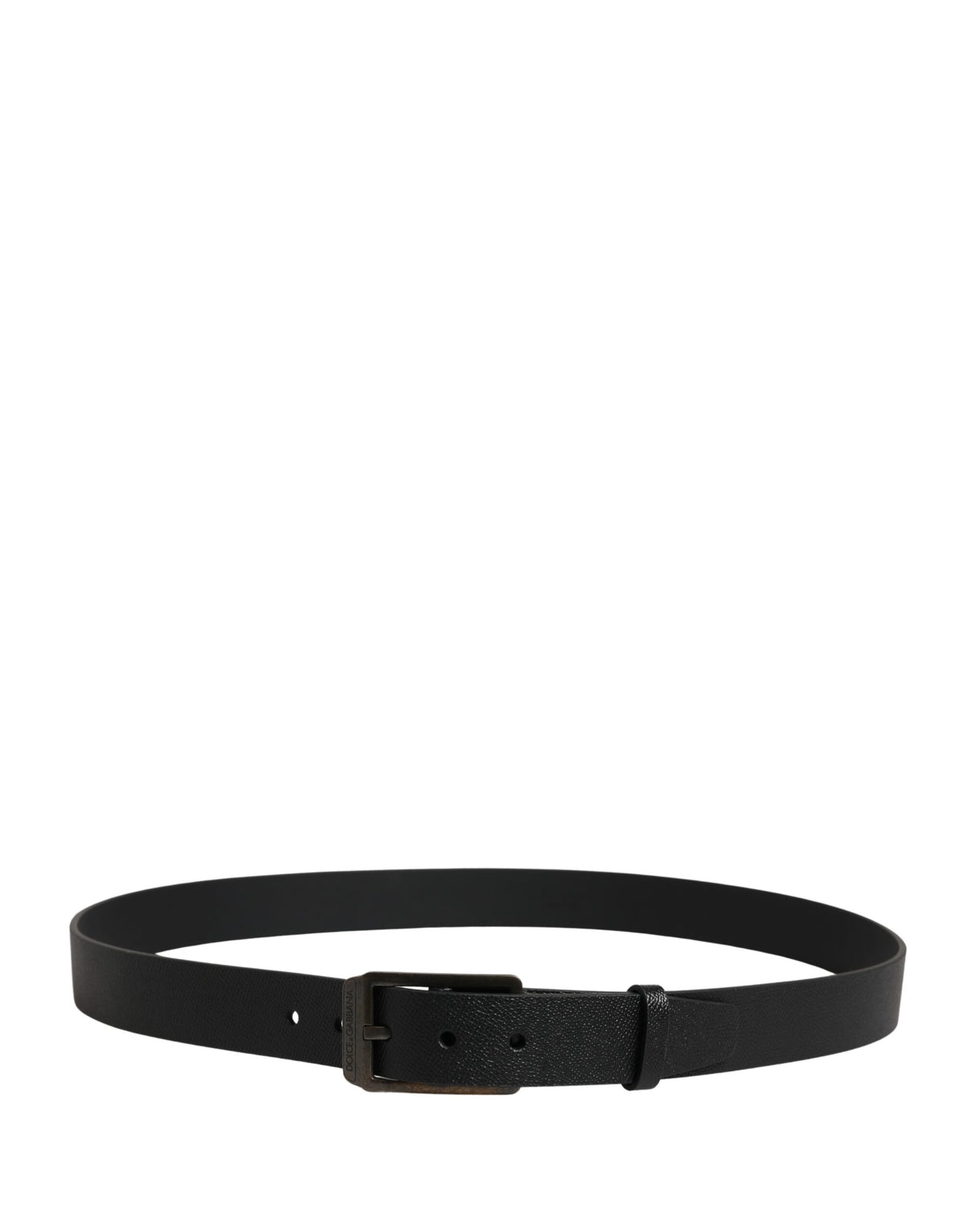 Dolce & Gabbana Black Calfskin Belt with Gold Metal Buckle