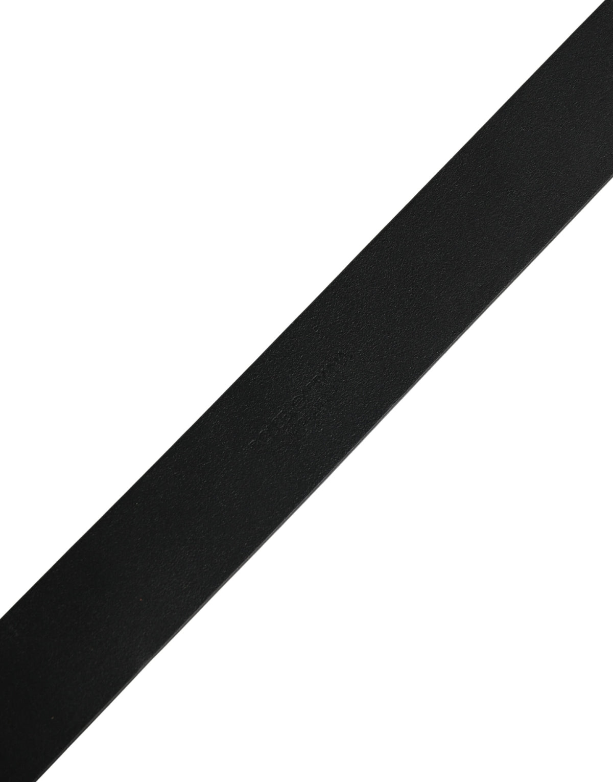 Dolce & Gabbana Black Calfskin Belt with Gold Metal Buckle