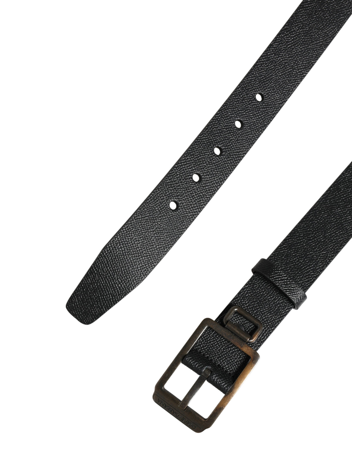 Dolce & Gabbana Black Calfskin Belt with Gold Metal Buckle