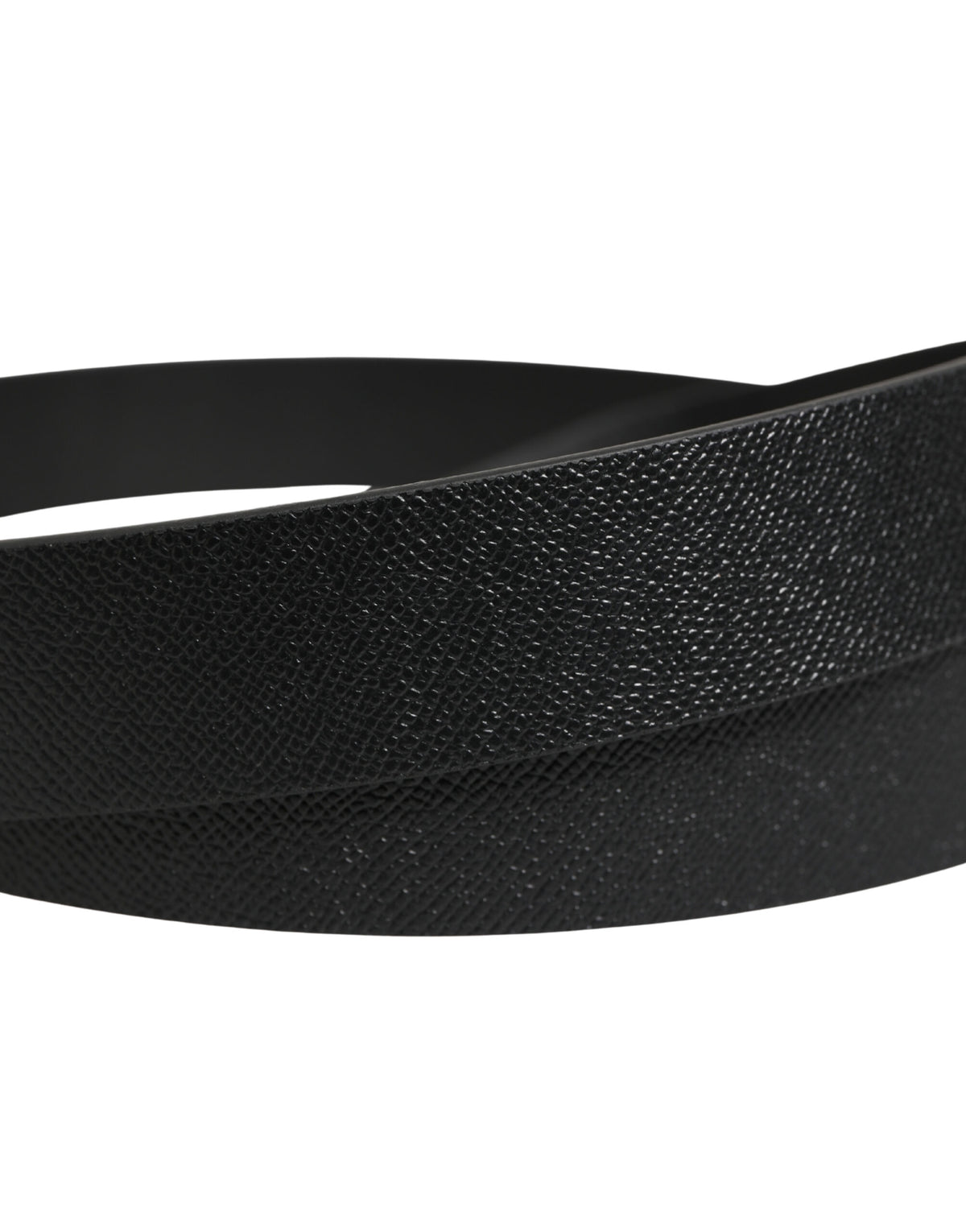 Dolce & Gabbana Black Calfskin Belt with Silver Metal Buckle
