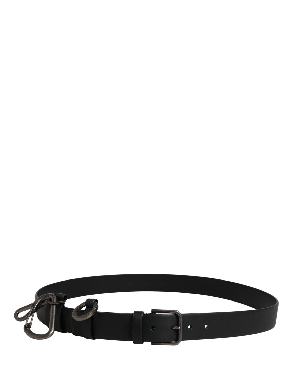 Dolce & Gabbana Black Calfskin Belt with Silver Metal Buckle
