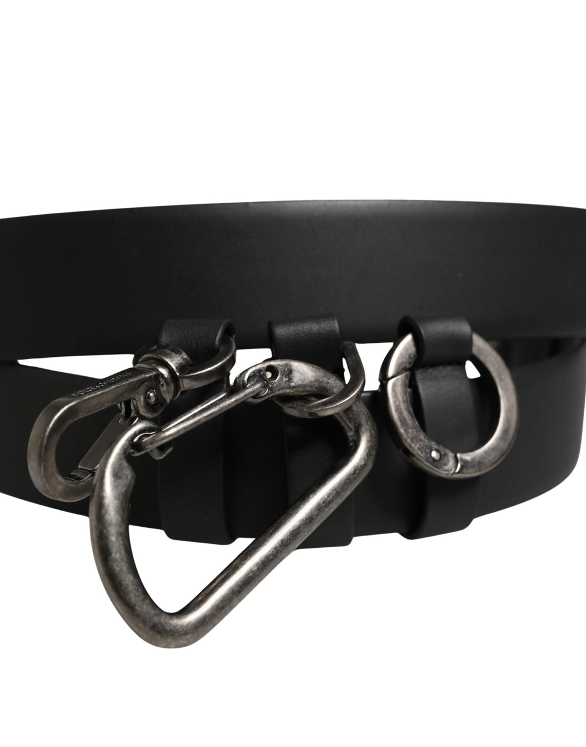 Dolce & Gabbana Black Calfskin Belt with Silver Metal Buckle