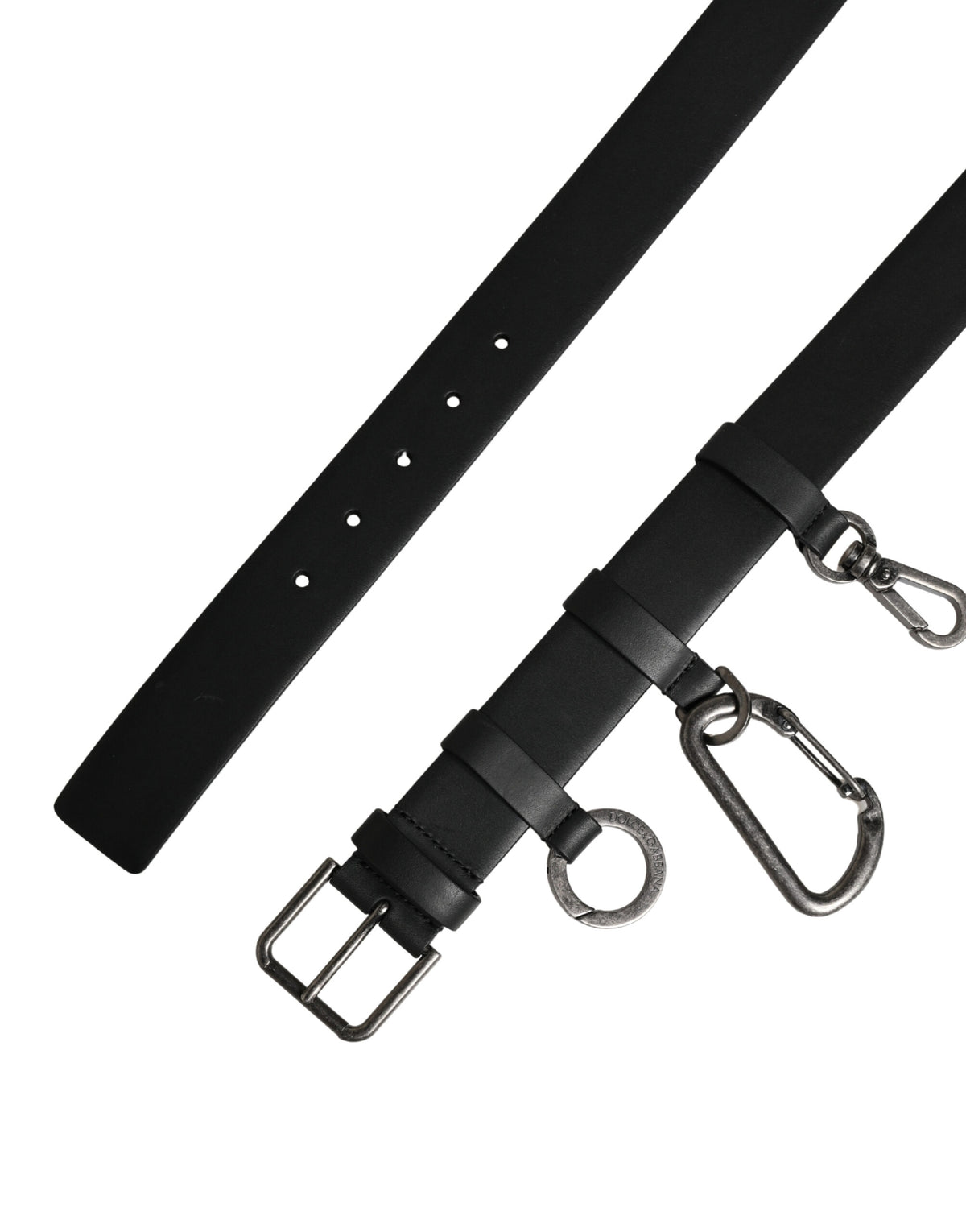 Dolce & Gabbana Black Calfskin Belt with Silver Metal Buckle