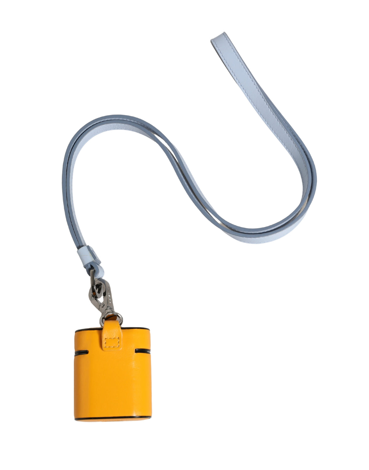 Dolce & Gabbana yellow calf leather AirPods case with logo, flap closure and strap