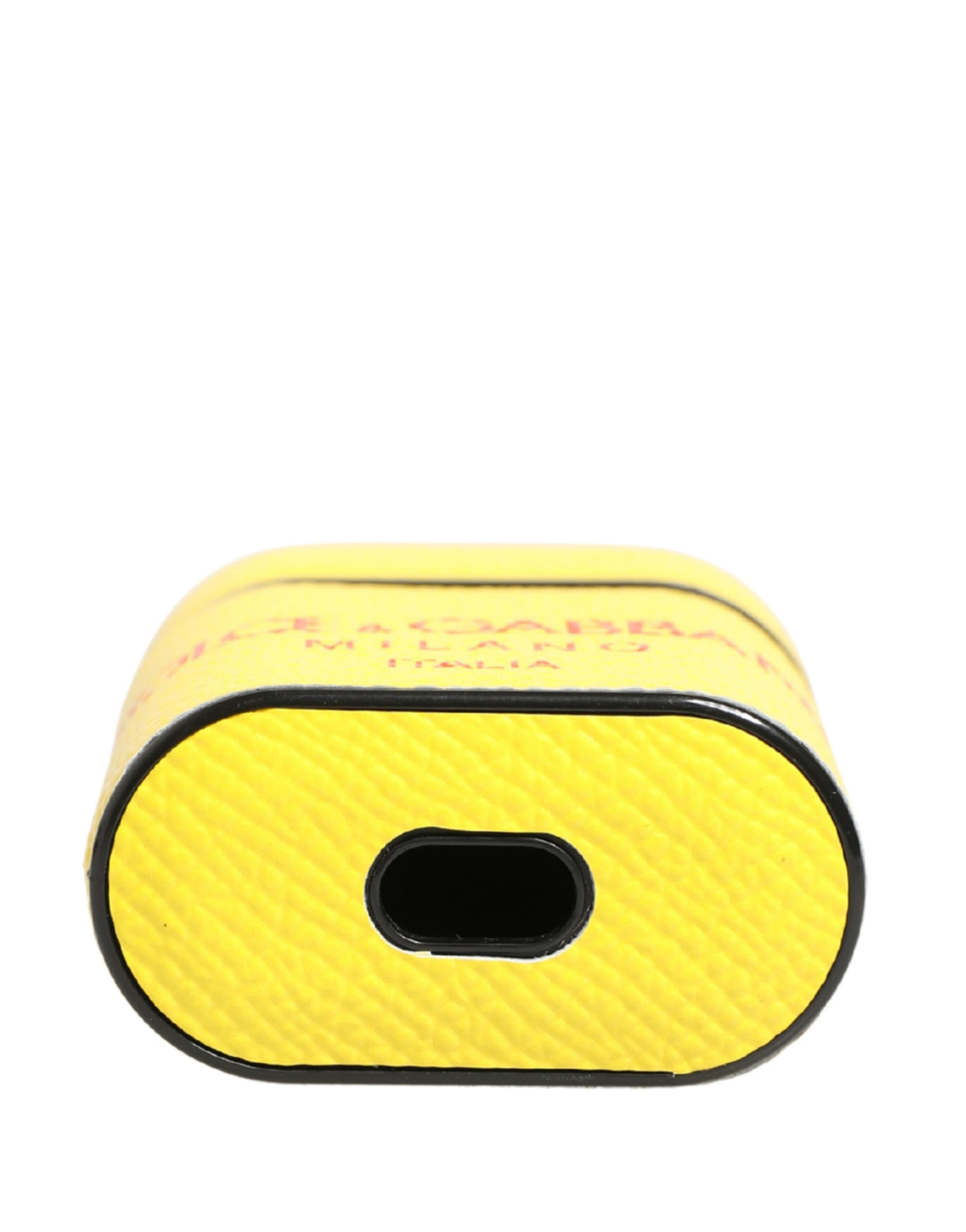 Dolce & Gabbana Gelbe Kalbsleder Logo Flip Holder Strap Airpods Hülle