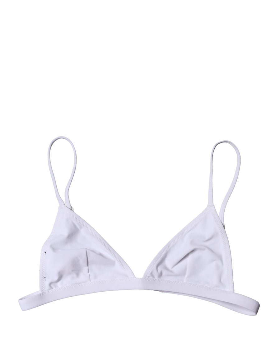 Dolce & Gabbana Bikini Top White Nylon Triangle Swimwear Beachwear Bikini