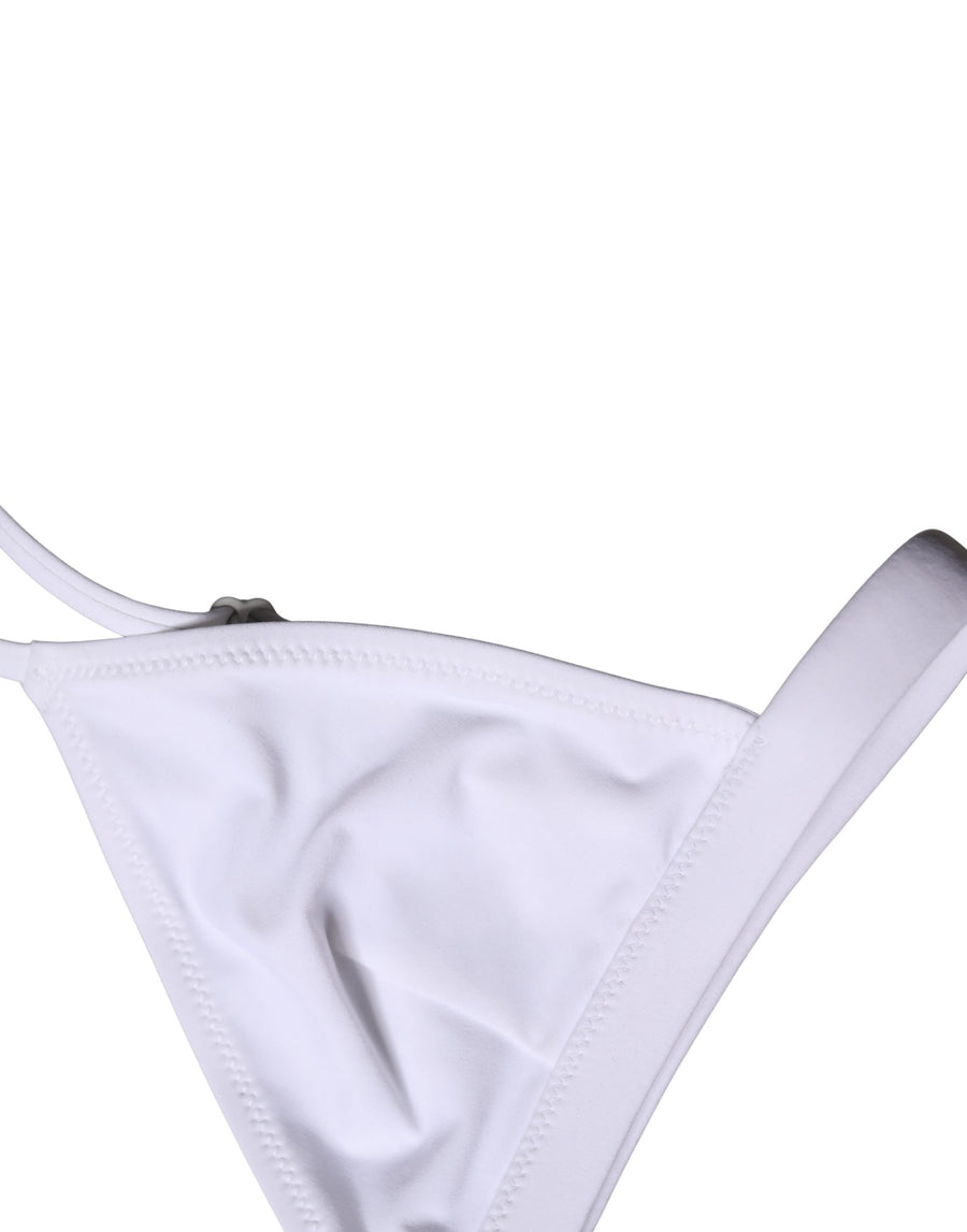 Dolce & Gabbana Bikini Top White Nylon Triangle Swimwear Beachwear Bikini