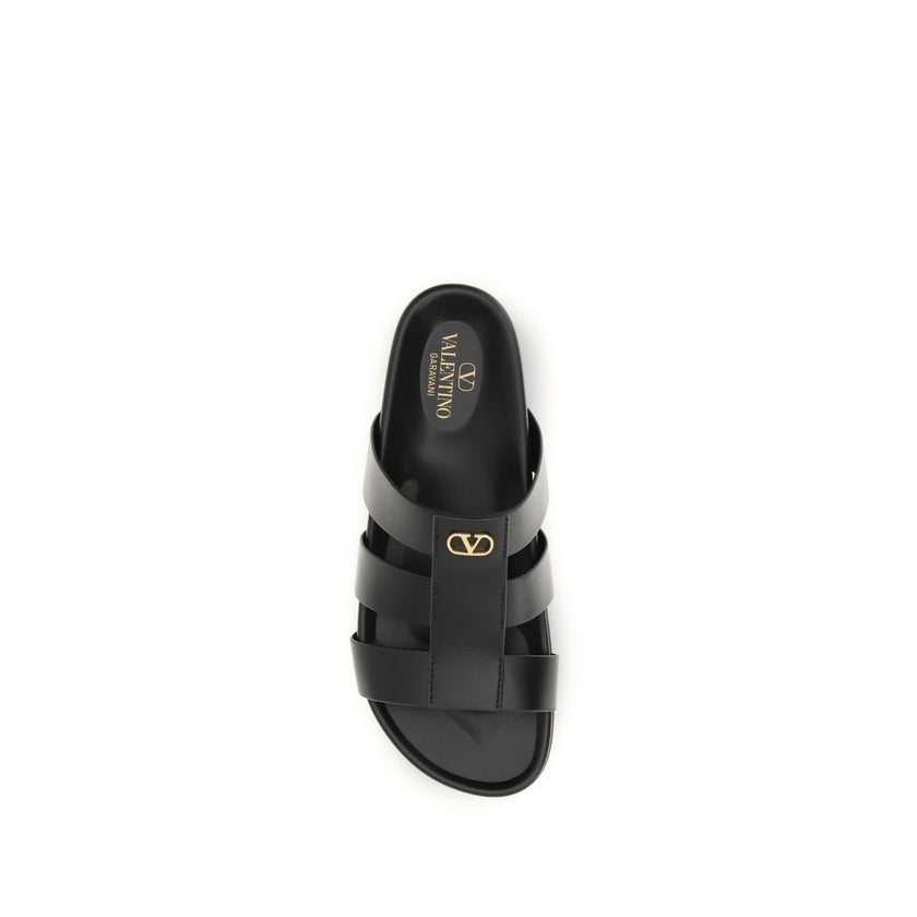 Valentino Garavani Schwarze Bos Taurus Sandalen aus Kalbsleder