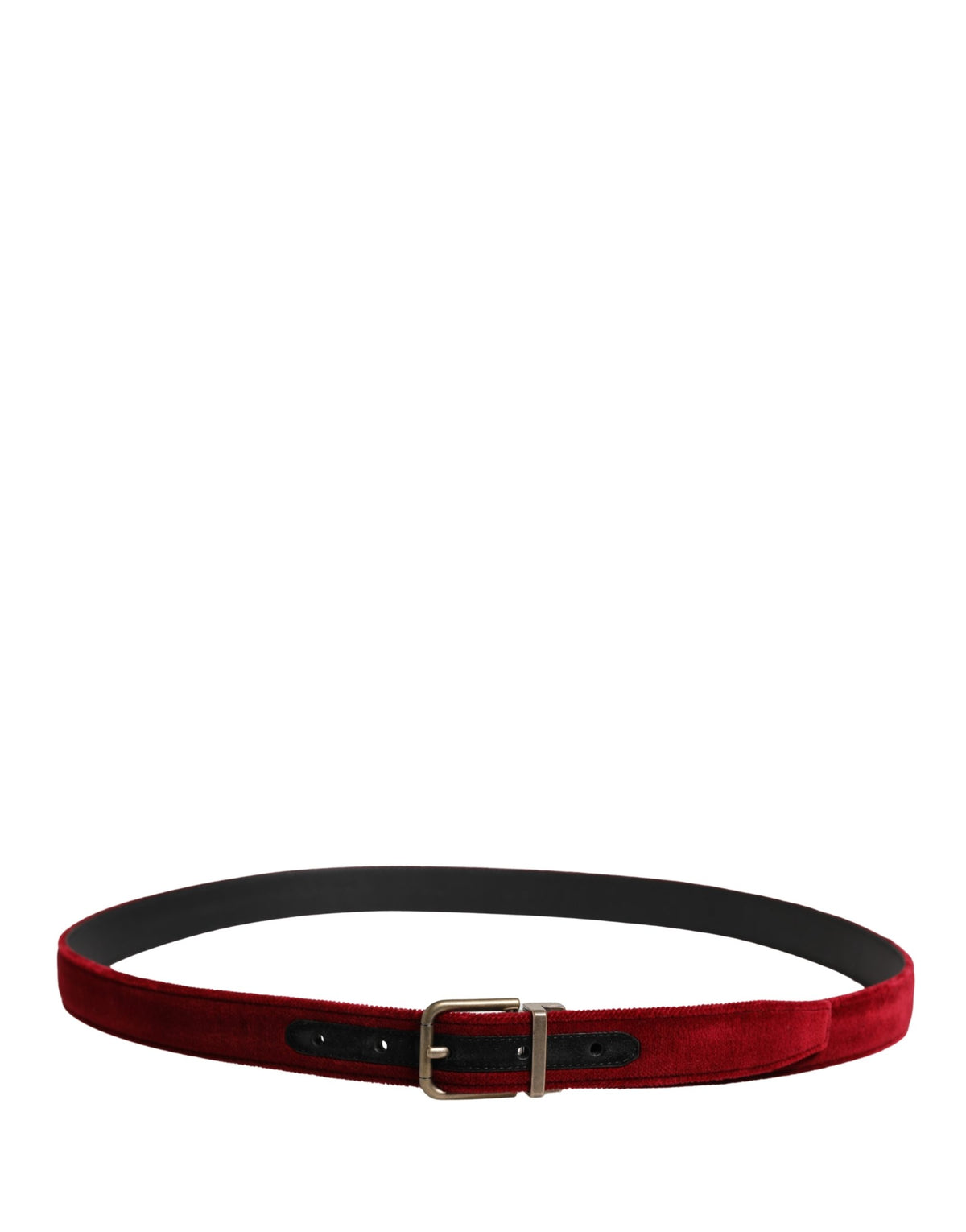 Dolce & Gabbana Men's Belt in Burgundy Velvet and Cotton with Metal Buckle