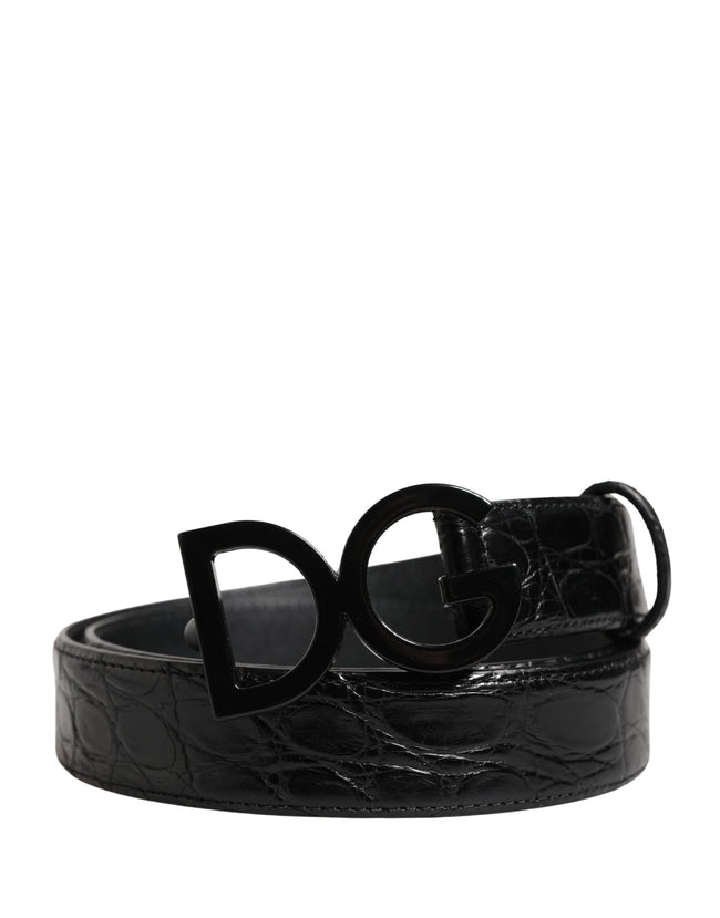 Dolce & Gabbana Herren Gürtel aus schwarzem exotischem Leder mit Logo-Schnalle