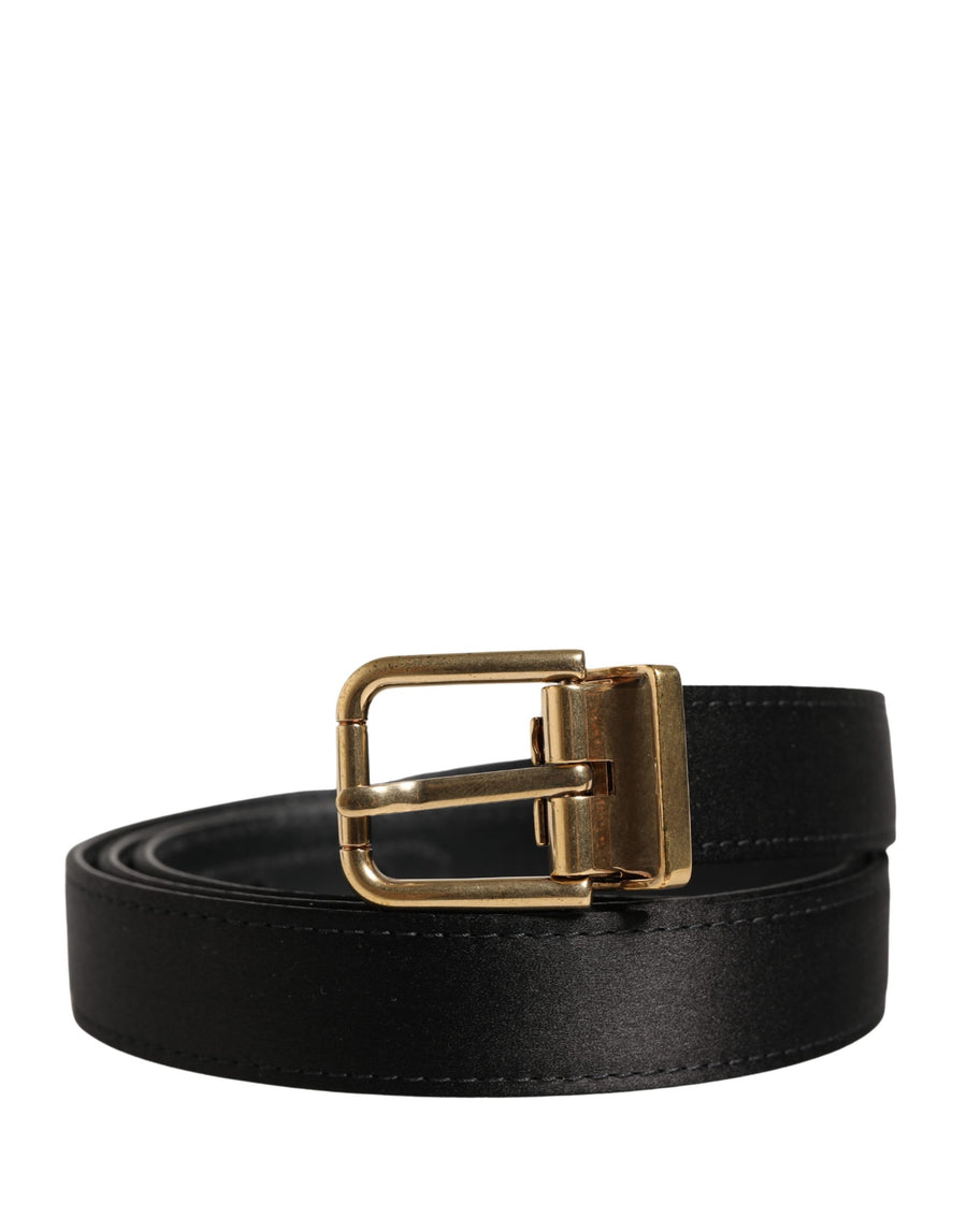 Dolce & Gabbana Men's Belt Black Classic Viscose with Metal Buckle